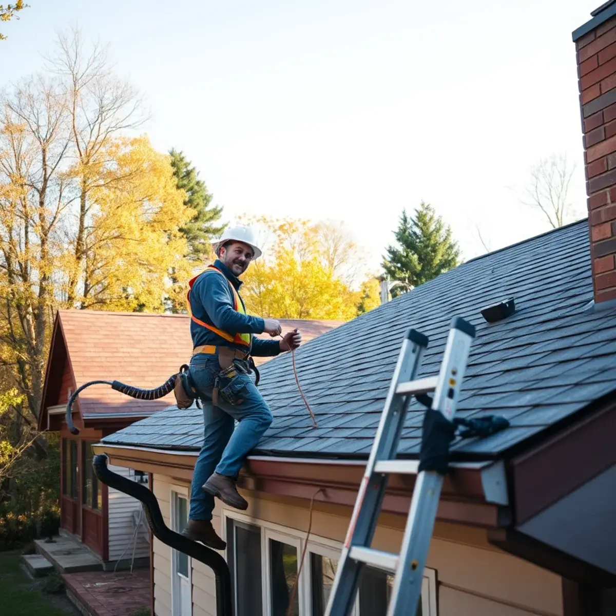 Roofing contractor working on a home in Saratoga Springs, NY