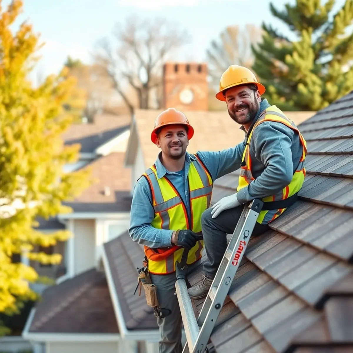 Roofing contractor working on a home in Schenectady County, NY