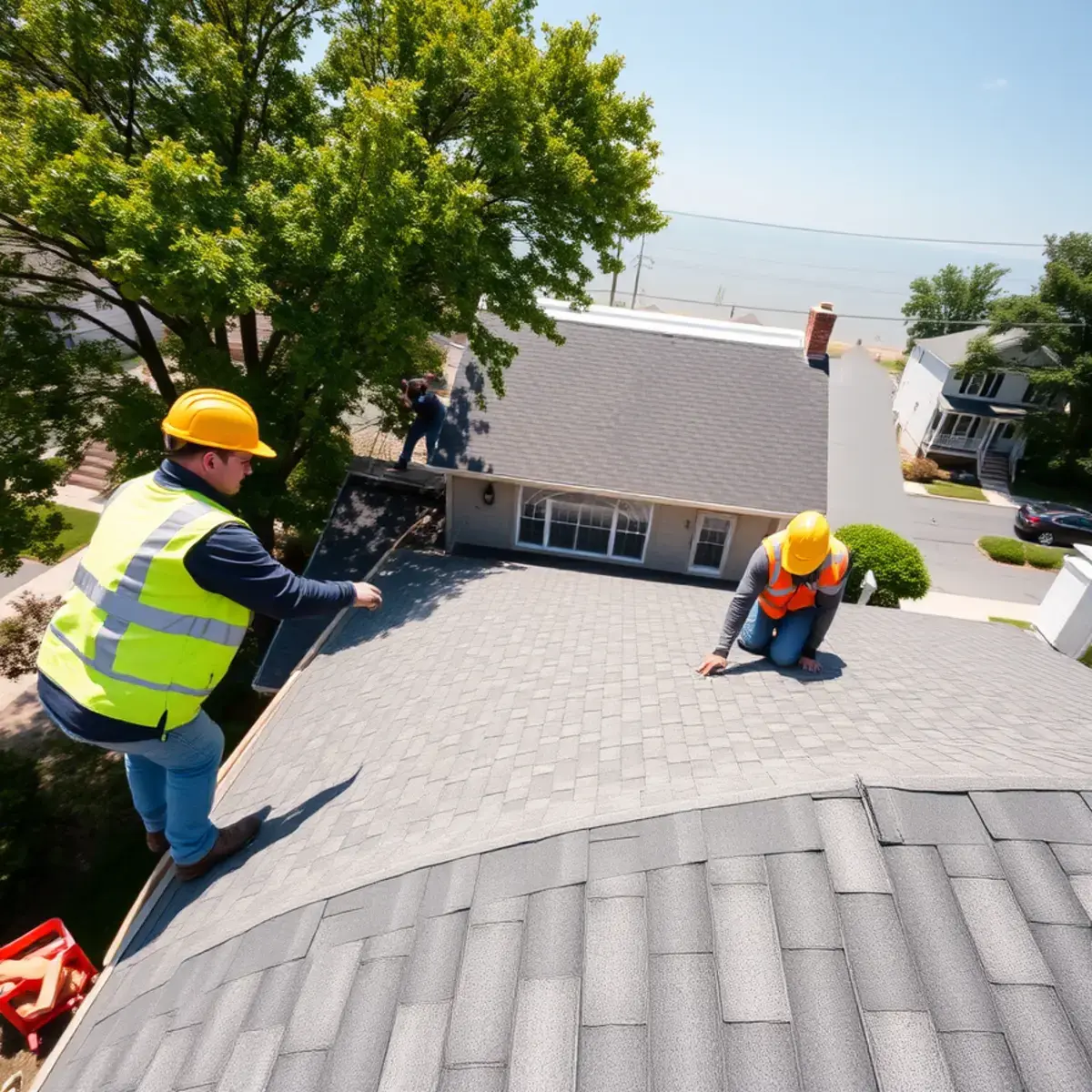 Roof replacement project near Shirley, NY