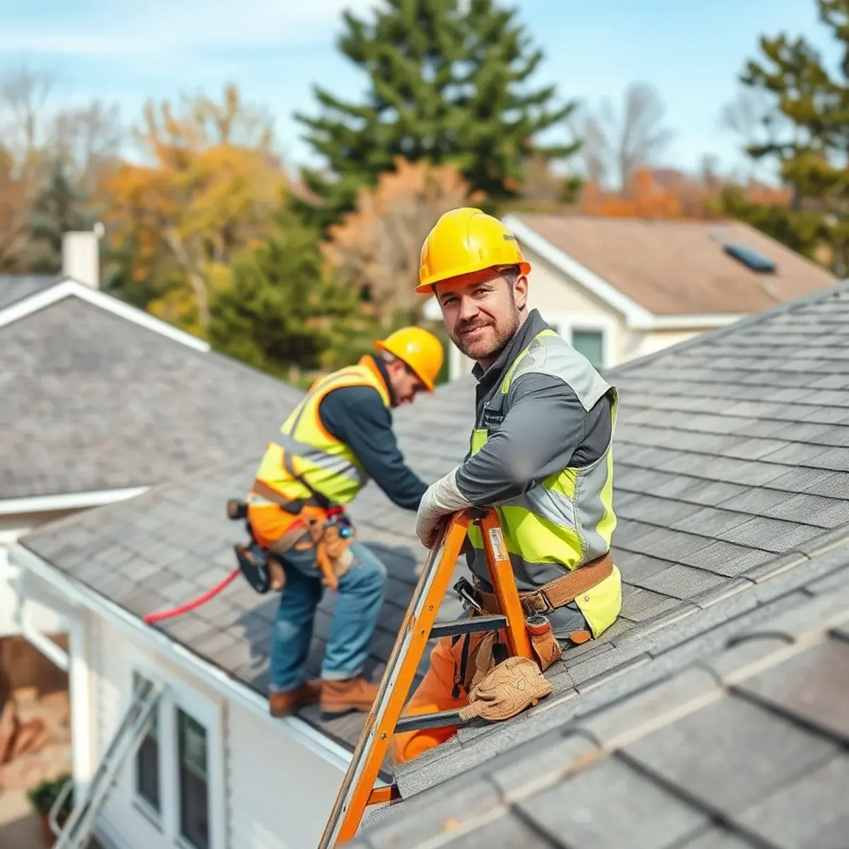Roofing contractor working on a home in Southeast, NY