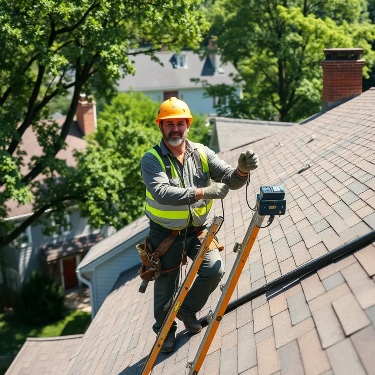 Roofing contractor working on a home in Spring Valley, NY
