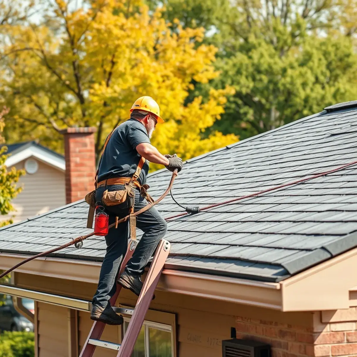 Roofing contractor working on a home in Syracuse, NY