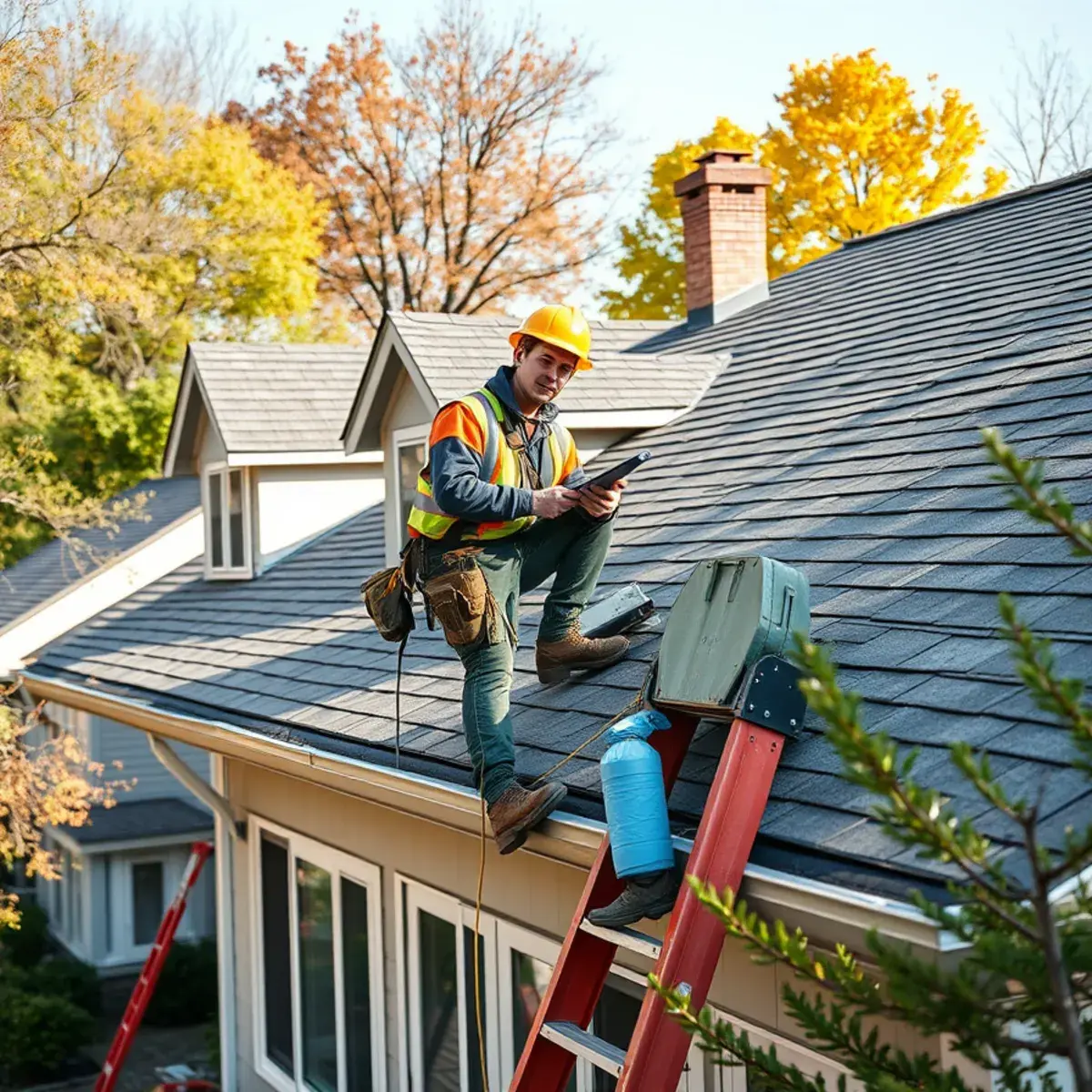 Roofing contractor working on a home in Tompkins County, NY
