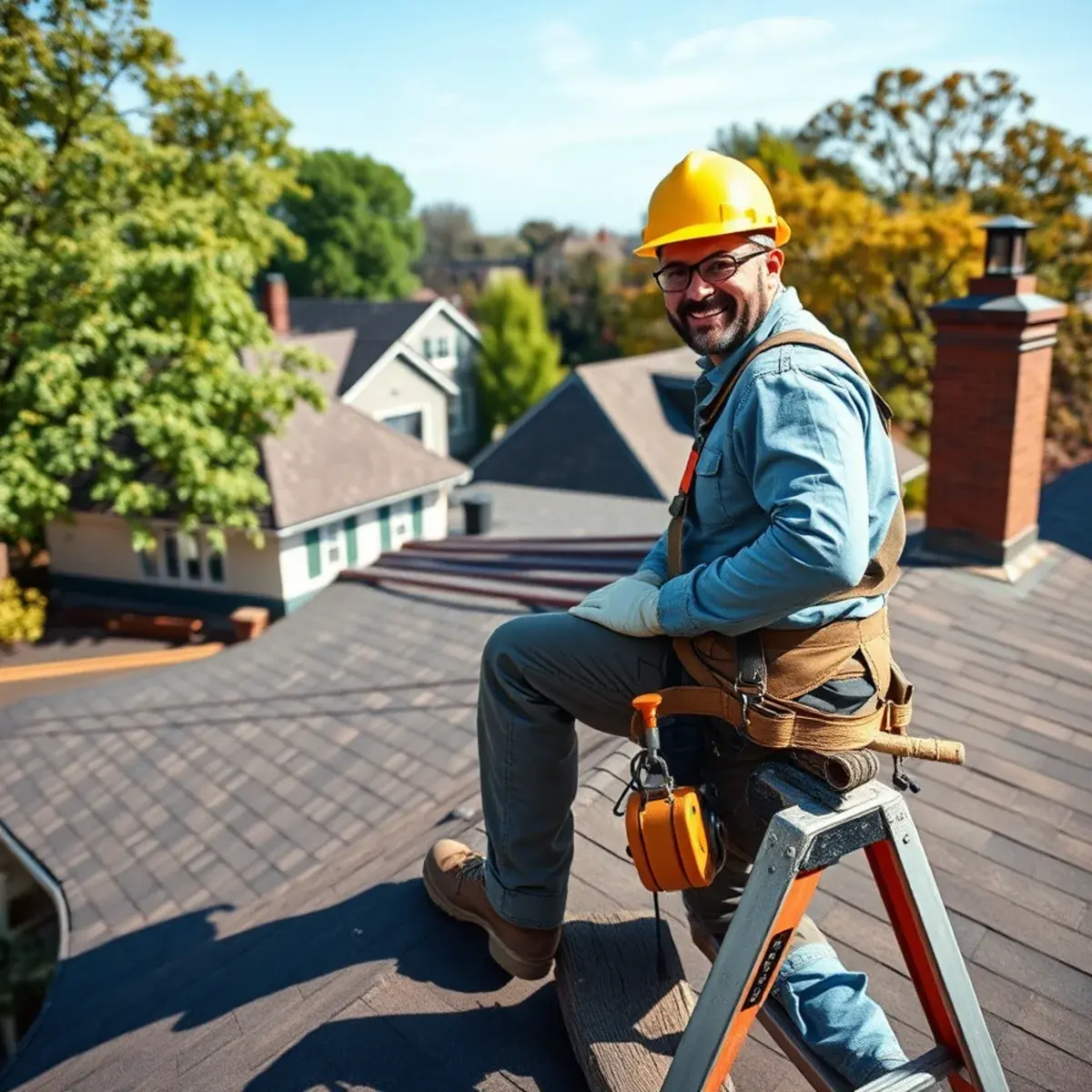 Roofing contractor working on a home in Tuckahoe, NY