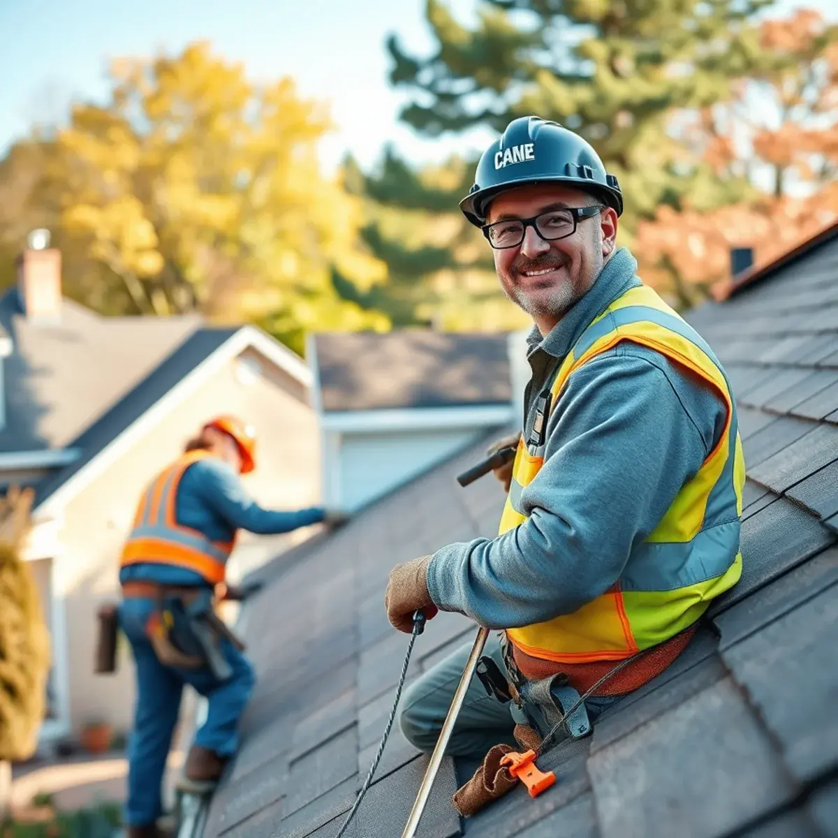 Roofing contractor working on a home in Warwick, NY