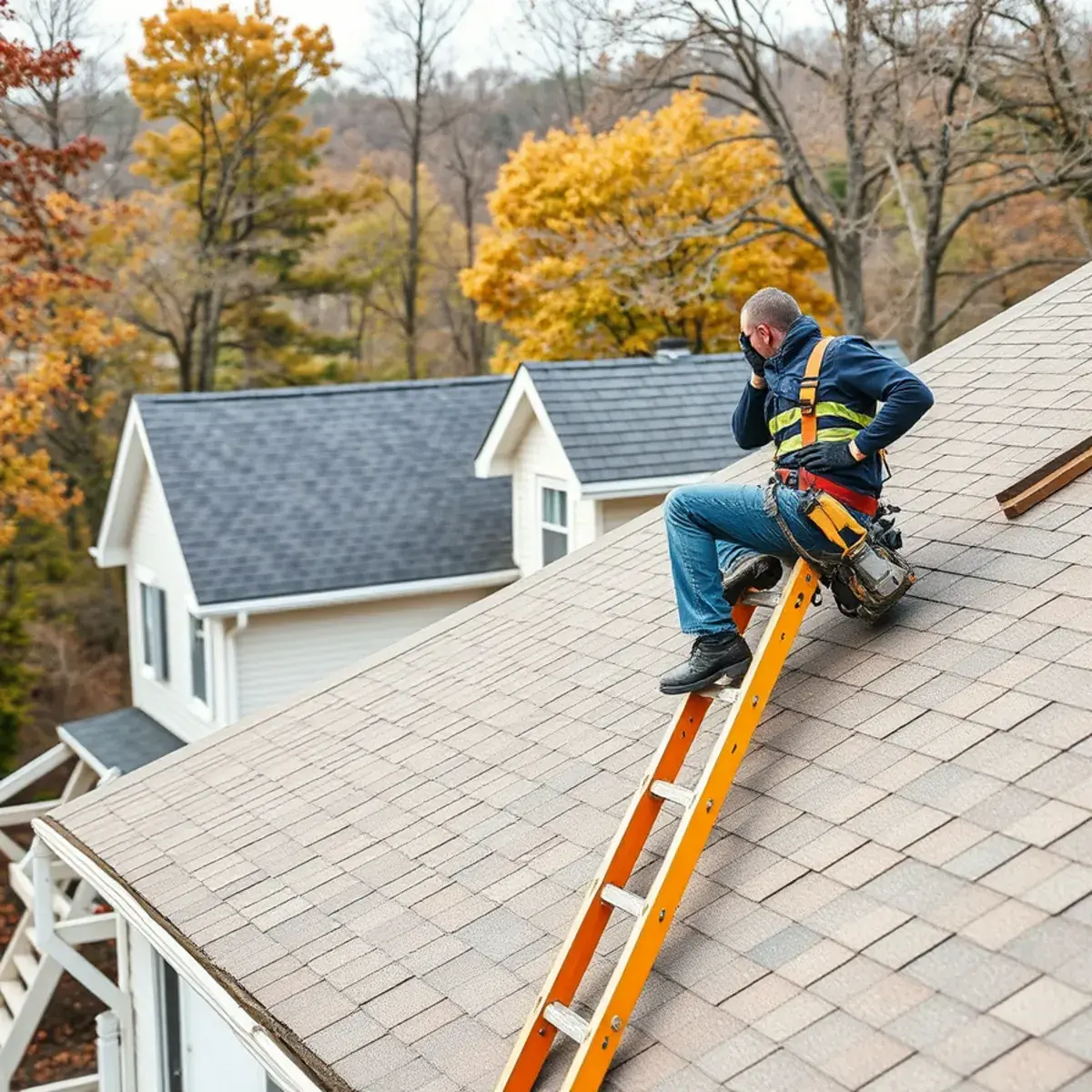 Roofing contractor working on a home in Watervliet, NY