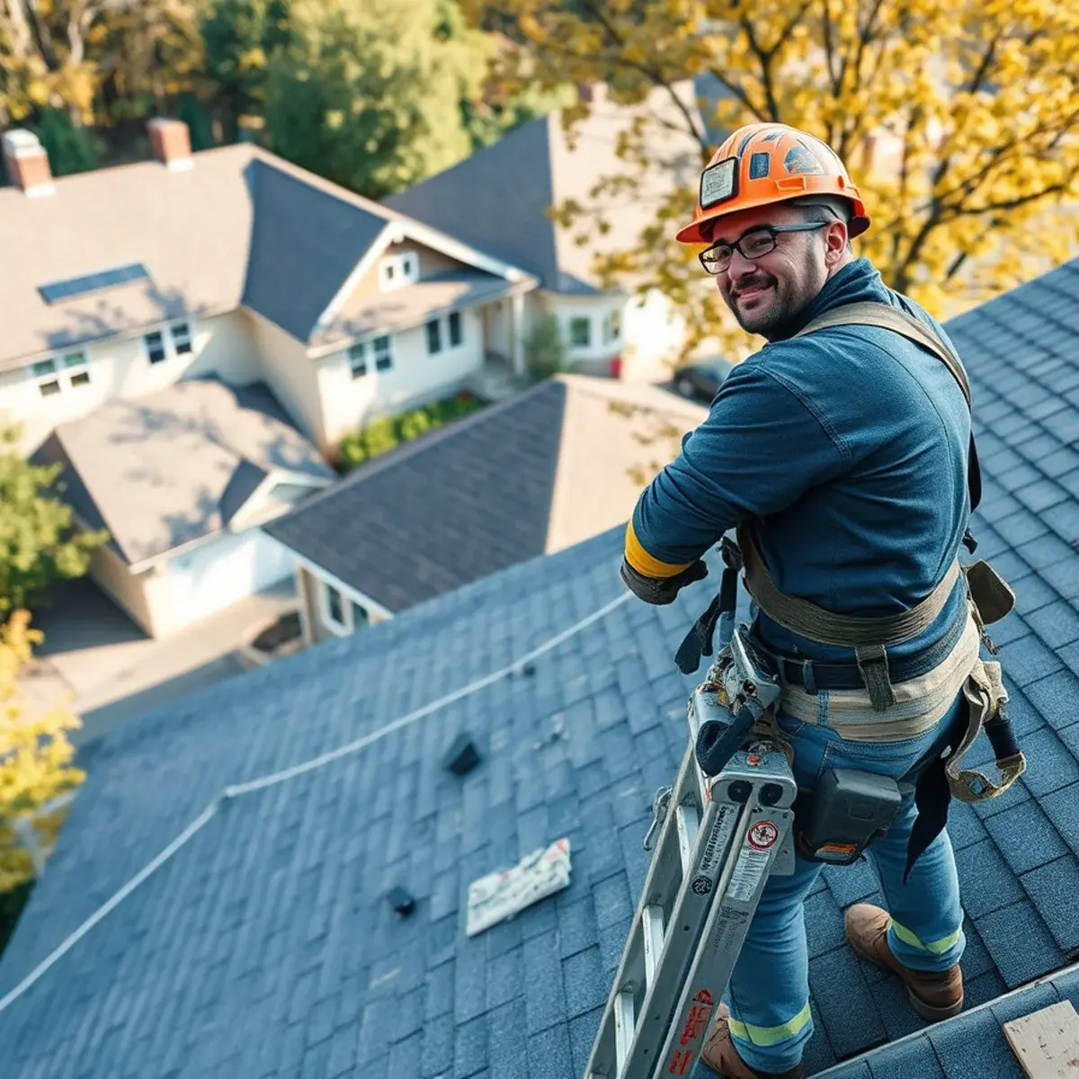 Roofing contractor working on a home in Westchester County, NY