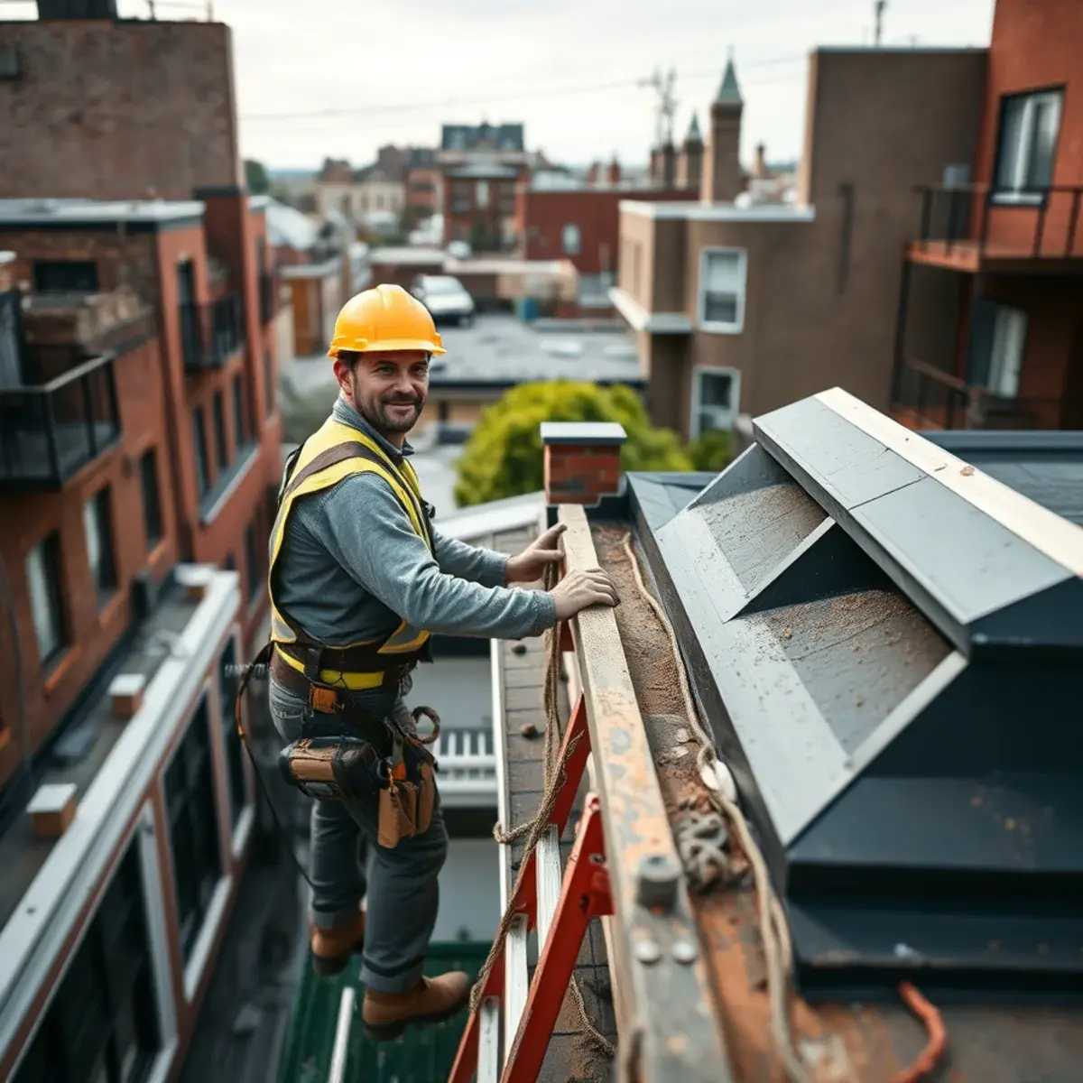 Roofing contractor working on a home in Woodlawn, NY
