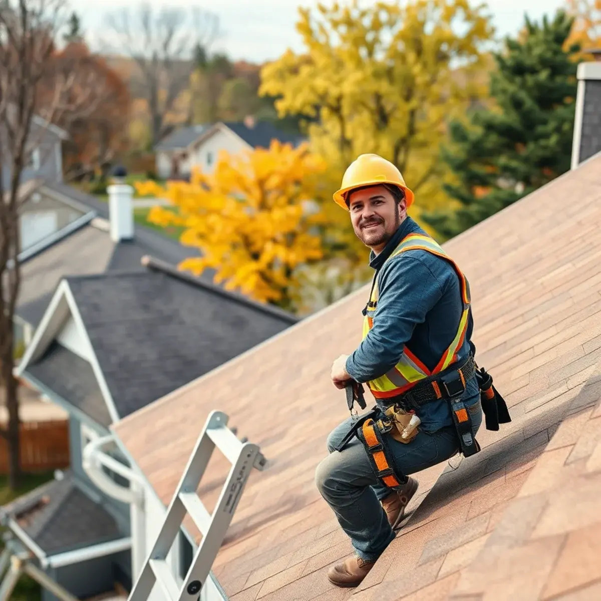 Roofing contractor working on a home in Yates County, NY